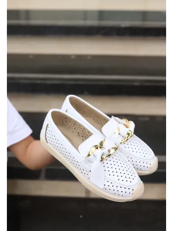 Riwan Beyaz Cilt Babet Ayakkabı Riwan Beyaz Cilt Babet Ayakkabı