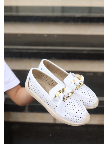 Riwan Beyaz Cilt Babet Ayakkabı Riwan Beyaz Cilt Babet Ayakkabı