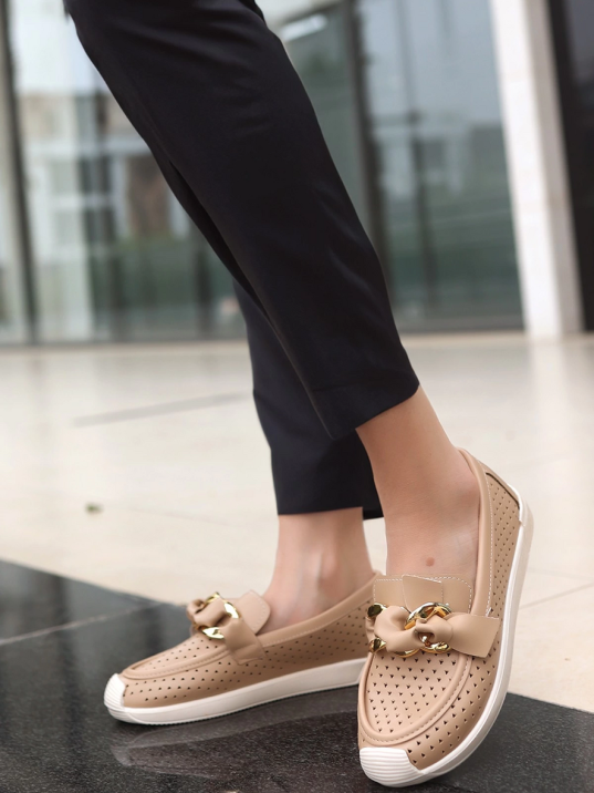 Riwan Nude Cilt Babet Ayakkabı Riwan Nude Cilt Babet Ayakkabı