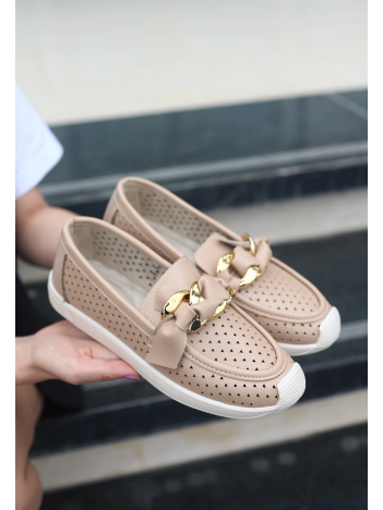 Riwan Nude Cilt Babet Ayakkabı Riwan Nude Cilt Babet Ayakkabı