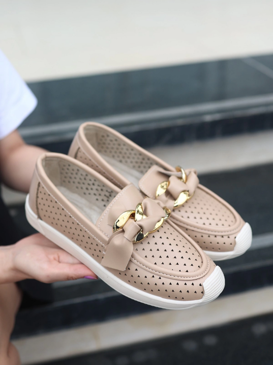 Riwan Nude Cilt Babet Ayakkabı Riwan Nude Cilt Babet Ayakkabı