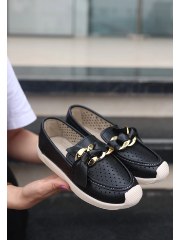 Riwan Siyah Cilt Babet Ayakkabı Riwan Siyah Cilt Babet Ayakkabı