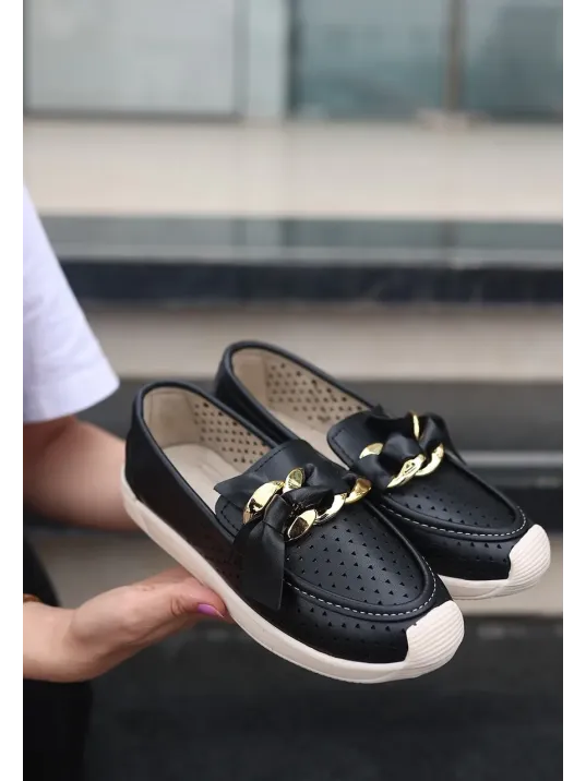 Riwan Siyah Cilt Babet Ayakkabı Riwan Siyah Cilt Babet Ayakkabı