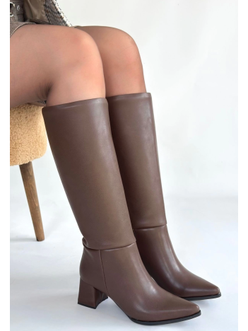 Roksa Acı Kahvei Cilt Topuklu Çizme Roksa Acı Kahvei Cilt Topuklu Çizme