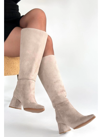 Roksa Bej Süet Topuklu Çizme Roksa Bej Süet Topuklu Çizme