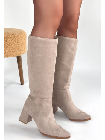 Roksa Bej Süet Topuklu Çizme Roksa Bej Süet Topuklu Çizme