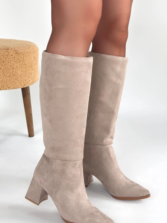 Roksa Bej Süet Topuklu Çizme Roksa Bej Süet Topuklu Çizme