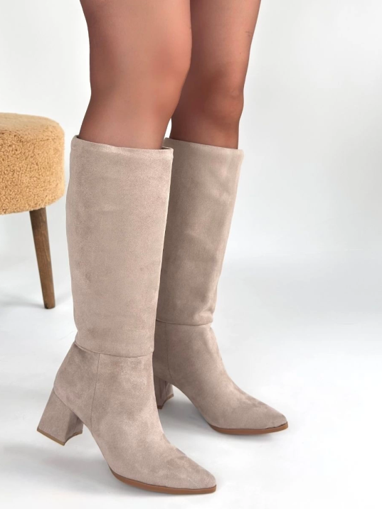 Roksa Bej Süet Topuklu Çizme Roksa Bej Süet Topuklu Çizme