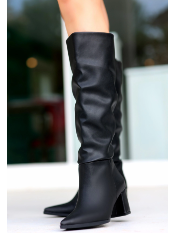 Roksa Siyah Cilt Topuklu Çizme Roksa Siyah Cilt Topuklu Çizme