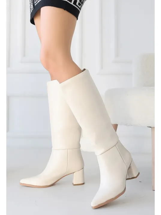 Roksa Ten Cilt Topuklu Çizme Roksa Ten Cilt Topuklu Çizme