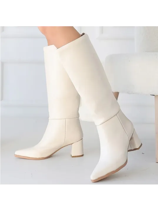 Roksa Ten Cilt Topuklu Çizme Roksa Ten Cilt Topuklu Çizme