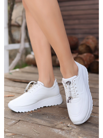 Romy Beyaz Cilt  Bağcıklı Spor Ayakkabı Romy Beyaz Cilt  Bağcıklı Spor Ayakkabı