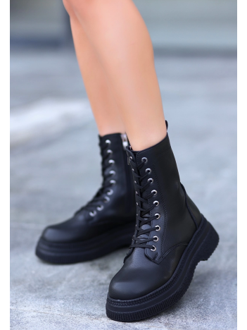 Roxan Siyah Cilt Bağcıklı Bot Roxan Siyah Cilt Bağcıklı Bot