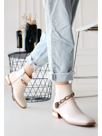 Roxani Bej Cilt Topuklu Bot Roxani Bej Cilt Topuklu Bot