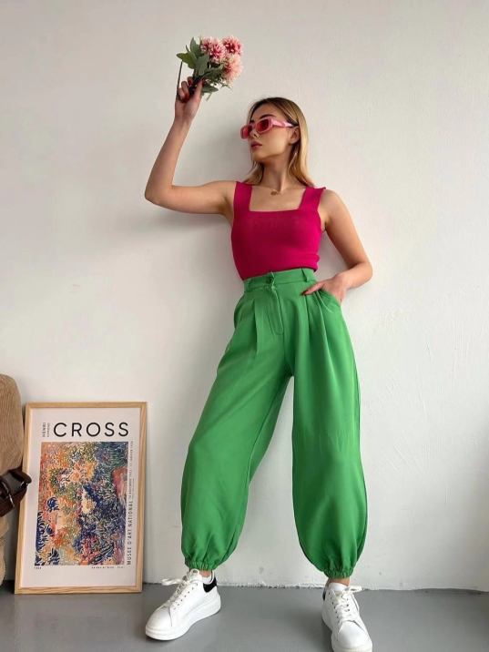 Şalvar pantolon yeşil s23202 Şalvar pantolon yeşil s23202