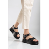 Sibna Siyah Cilt Kemerli Sandalet Sibna Siyah Cilt Kemerli Sandalet