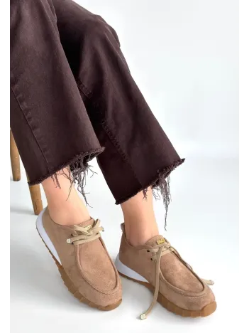 Sier Bej Süet Bağcıklı Spor Ayakkabı