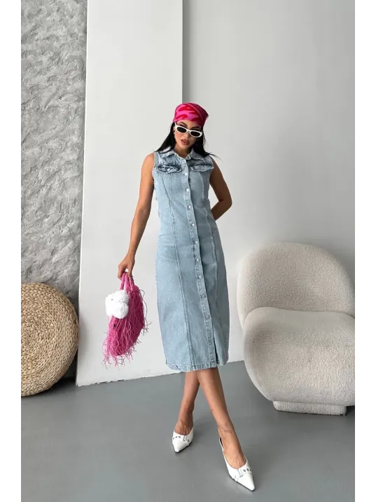 Sıfır Kol Kar Yıkama Tunik Ceket Mavi D2520 Sıfır Kol Kar Yıkama Tunik Ceket Mavi D2520