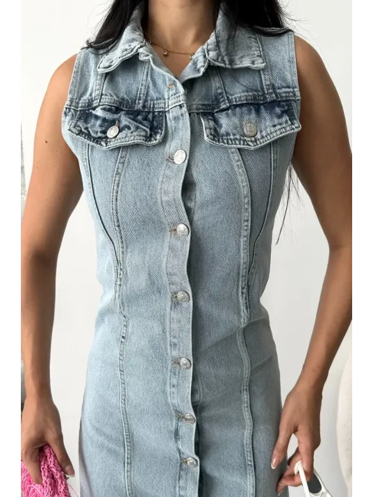 Sıfır Kol Kar Yıkama Tunik Ceket Mavi D2520 Sıfır Kol Kar Yıkama Tunik Ceket Mavi D2520