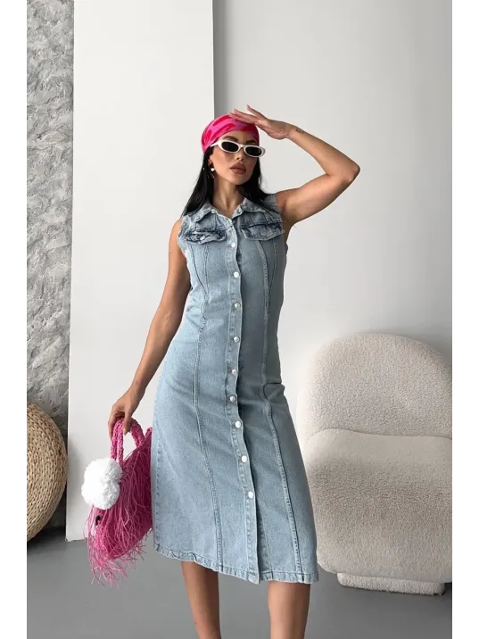 Sıfır Kol Kar Yıkama Tunik Ceket Mavi D2520 Sıfır Kol Kar Yıkama Tunik Ceket Mavi D2520