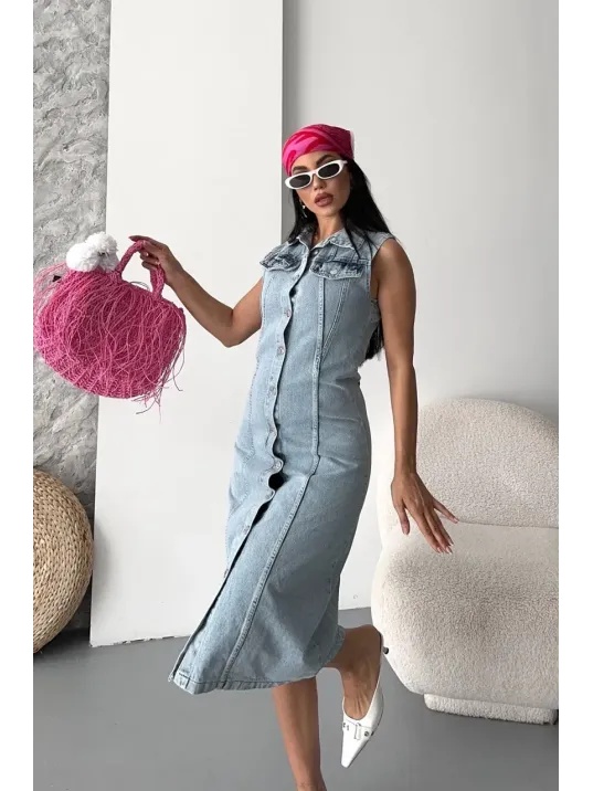 Sıfır Kol Kar Yıkama Tunik Ceket Mavi D2520 Sıfır Kol Kar Yıkama Tunik Ceket Mavi D2520