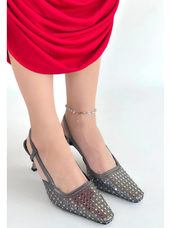 Sione Platin Cilt Topuklu Ayakkabı Sione Platin Cilt Topuklu Ayakkabı