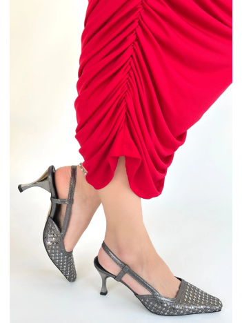 Sione Platin Cilt Topuklu Ayakkabı Sione Platin Cilt Topuklu Ayakkabı