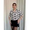 Siyah beyaz baskılı crop gömlek