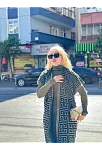 Siyah Çizgi Desenli Elbiseli Hırka Triko Takım Haki