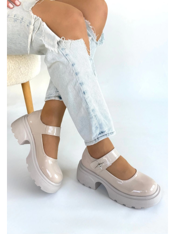 Siyat Bej Rugan Dolgu Topuk Oxford Ayakkabı Siyat Bej Rugan Dolgu Topuk Oxford Ayakkabı