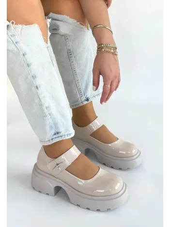 Siyat Bej Rugan Dolgu Topuk Oxford Ayakkabı Siyat Bej Rugan Dolgu Topuk Oxford Ayakkabı