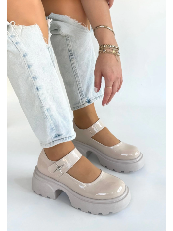 Siyat Bej Rugan Dolgu Topuk Oxford Ayakkabı Siyat Bej Rugan Dolgu Topuk Oxford Ayakkabı