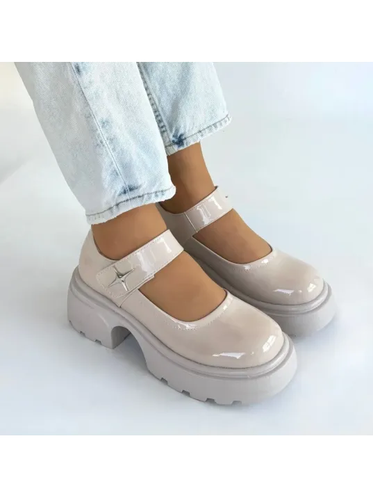 Siyat Bej Rugan Dolgu Topuk Oxford Ayakkabı Siyat Bej Rugan Dolgu Topuk Oxford Ayakkabı