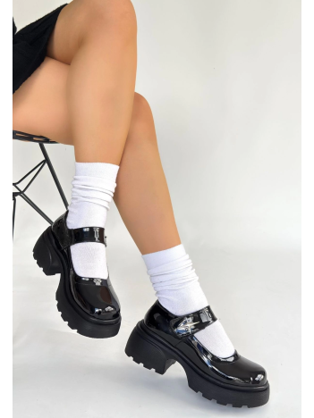 Siyat Siyah Rugan Dolgu Topuk Oxford Ayakkabı Siyat Siyah Rugan Dolgu Topuk Oxford Ayakkabı