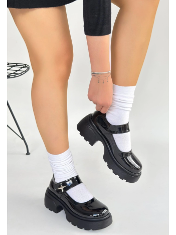 Siyat Siyah Rugan Dolgu Topuk Oxford Ayakkabı Siyat Siyah Rugan Dolgu Topuk Oxford Ayakkabı