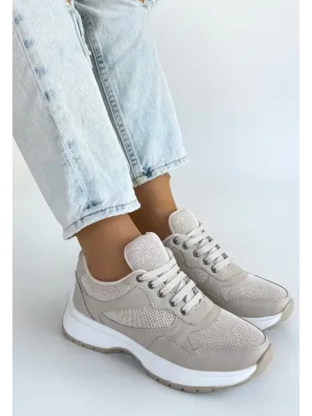 Slar Bej Cilt Bağcıklı Spor Ayakkabı