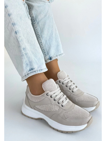 Slar Bej Cilt Bağcıklı Spor Ayakkabı Slar Bej Cilt Bağcıklı Spor Ayakkabı