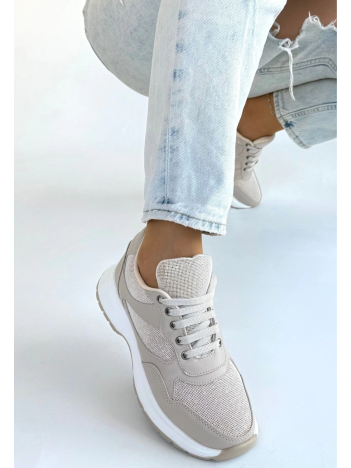 Slar Bej Cilt Bağcıklı Spor Ayakkabı Slar Bej Cilt Bağcıklı Spor Ayakkabı