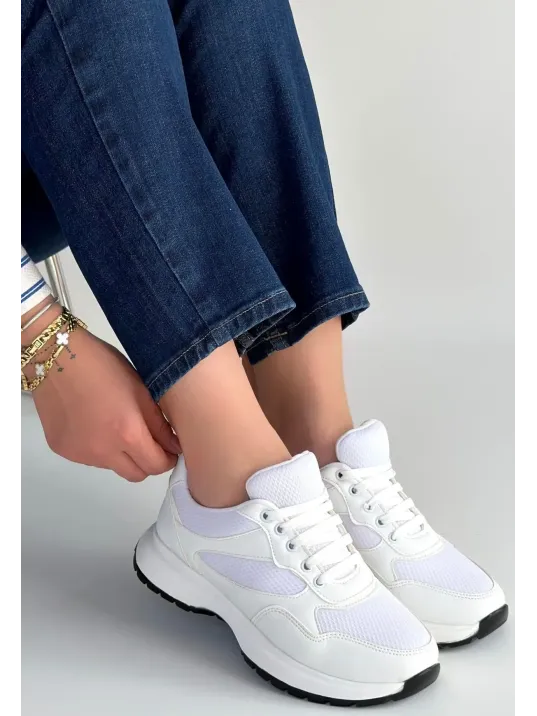 Slar Beyaz Cilt Spor Ayakkabı