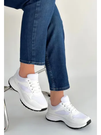 Slar Beyaz Cilt Spor Ayakkabı