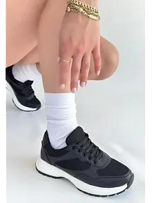Slar Siyah Cilt Bağcıklı Spor Ayakkabı