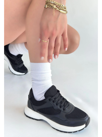 Slar Siyah Cilt Bağcıklı Spor Ayakkabı Slar Siyah Cilt Bağcıklı Spor Ayakkabı