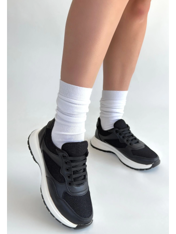 Slar Siyah Cilt Bağcıklı Spor Ayakkabı Slar Siyah Cilt Bağcıklı Spor Ayakkabı