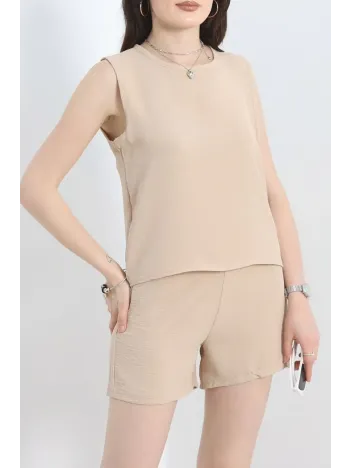 Şortlu Ayrobin Takım Bej