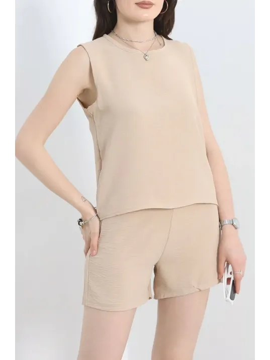 Şortlu Ayrobin Takım Bej