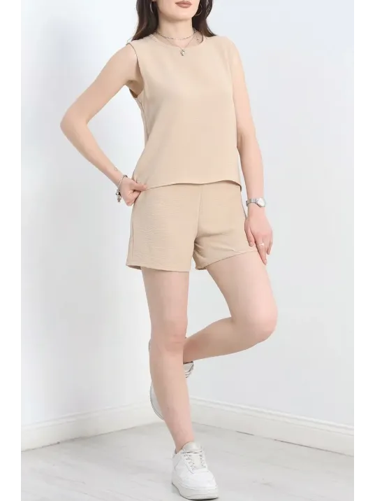 Şortlu Ayrobin Takım Bej