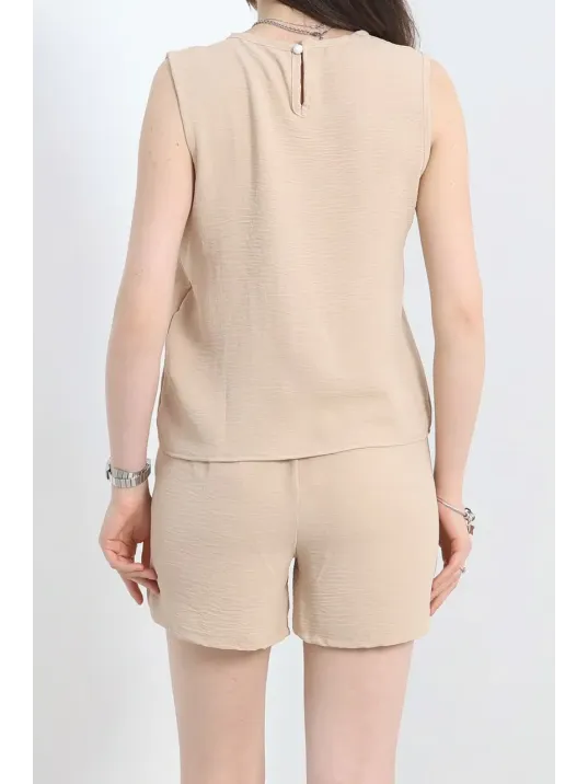 Şortlu Ayrobin Takım Bej