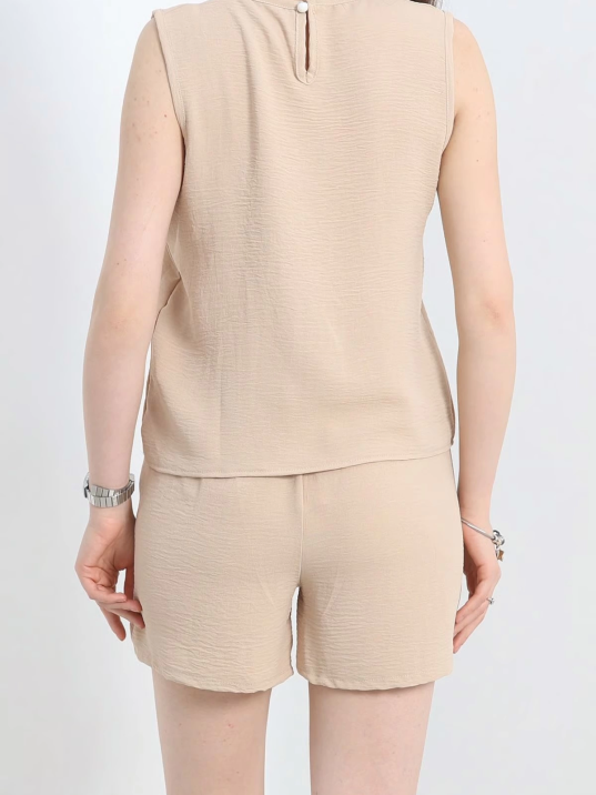 Şortlu Ayrobin takım bej