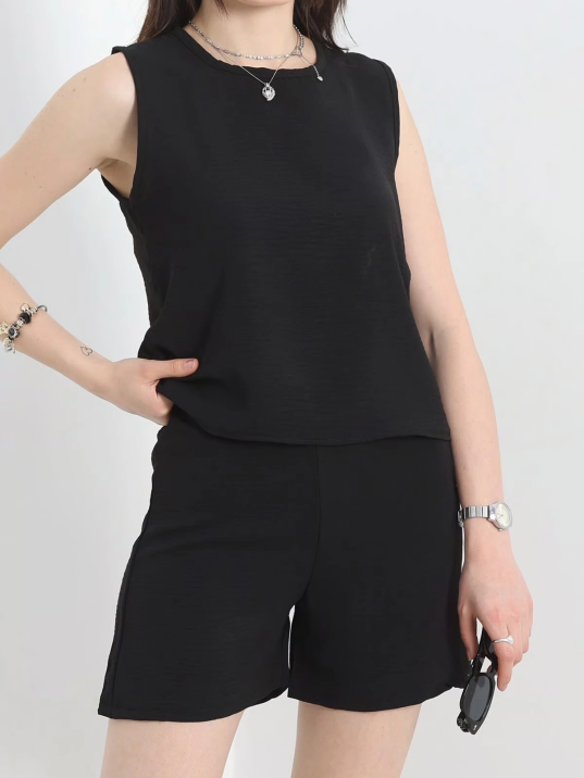 Şortlu Ayrobin takım siyah