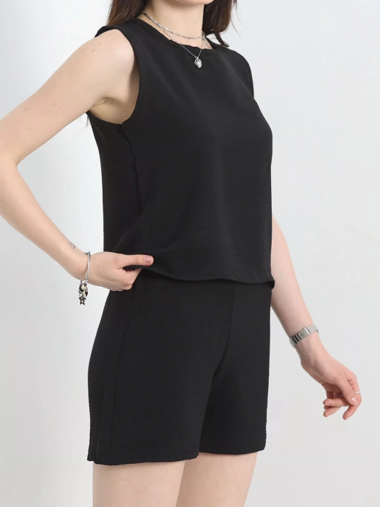 Şortlu Ayrobin takım siyah